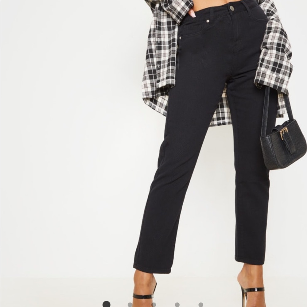 Black straight leg jeans